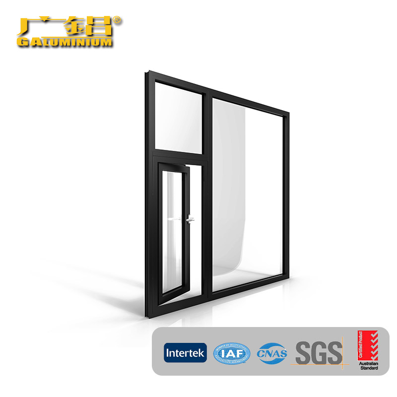 Fenêtre à guillotine en aluminium gris